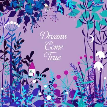 Vector decorative floral frame with forest elements. Doodles background for s 스톡 일러스트