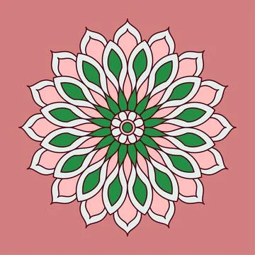 Vector decorative flower. Delicate colored mandala ornament Stock Illustration