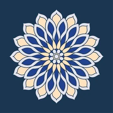 Vector decorative flower. Delicate colored mandala ornament 库存插图