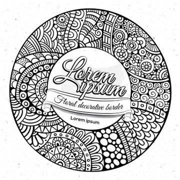Vector decorative hand drawn circle frame Stock Illustration