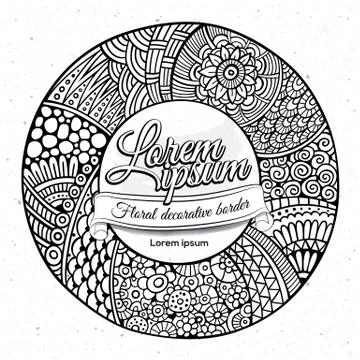 Vector decorative hand drawn circle frame Illustrazione stock