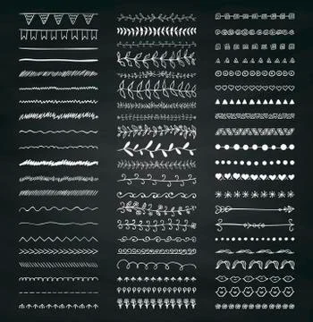 Vector Decorative Hand Drawn Dividers, Line Borders Illustrazione stock