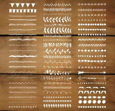 Vector Decorative Hand Drawn Dividers, Line Borders Illustrazione stock
