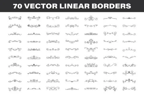 Vector Decorative Linear Borders Set. Vintage Frame Design Elements, Filigree Stockillustratie
