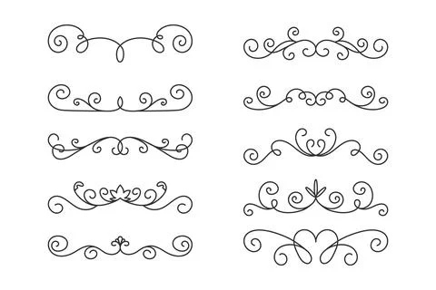 Vector Decorative Linear Borders Set. Vintage Frame Design Elements, Filigree Stock Illustration