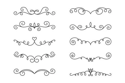 Vector Decorative Linear Borders Set. Vintage Frame Design Elements, Filigree Stockillustratie