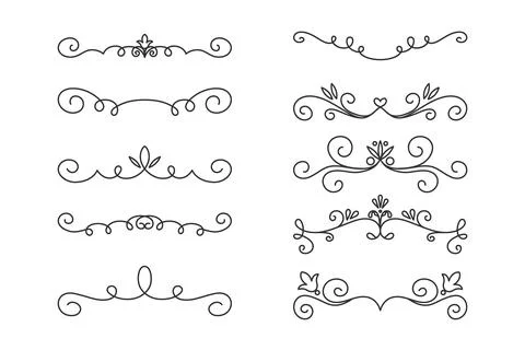 Vector Decorative Linear Borders Set. Vintage Frame Design Elements, Filigree Illustrazione stock