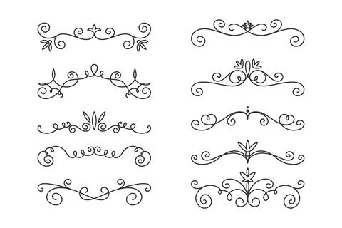 Vector Decorative Linear Borders Set. Vintage Frame Design Elements, Filigree Illustrazione stock