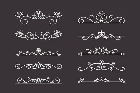 Vector Decorative Linear Dividers Set. Vintage Frame Design Elements, Filigree イラスト素材
