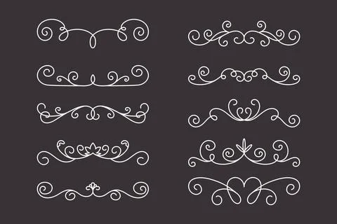 Vector Decorative Linear Dividers Set. Vintage Frame Design Elements, Filigree Stock Illustration