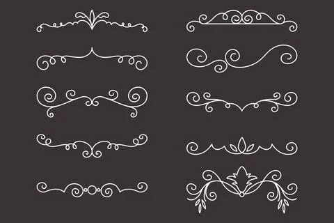 Vector Decorative Linear Dividers Set. Vintage Frame Design Elements, Filigree イラスト素材