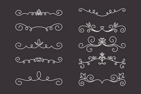 Vector Decorative Linear Dividers Set. Vintage Frame Design Elements, Filigree 스톡 일러스트