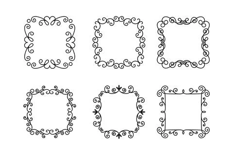 Vector Decorative Linear Frames Set. Vintage Frame Design Elements, Filigree 库存插图