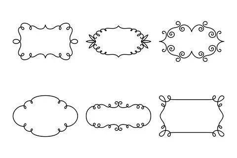 Vector Decorative Linear Frames Set. Vintage Frame Design Elements, Filigree Stock Illustration