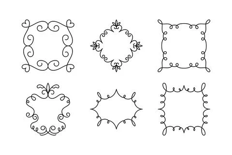 Vector Decorative Linear Frames Set. Vintage Frame Design Elements, Filigree Stock Illustration