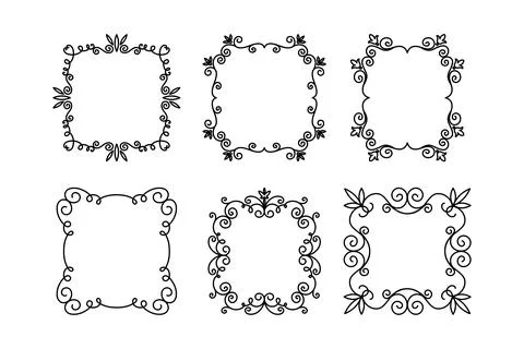 Vector Decorative Linear Frames Set. Vintage Frame Design Elements, Filigree Stockillustratie