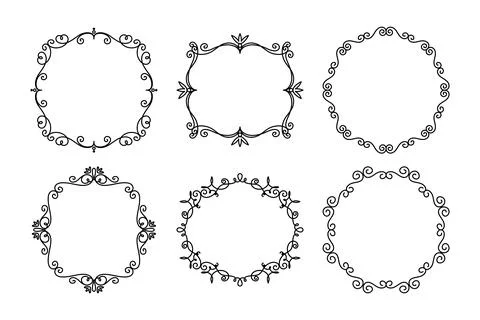 Vector Decorative Linear Frames Set. Vintage Frame Design Elements, Filigree Stock Illustration