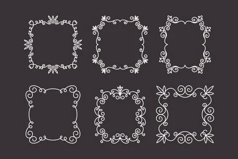 Vector Decorative Linear Frames Set. Vintage Frame Design Elements, Filigree Stock Illustration