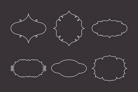 Vector Decorative Linear Frames Set. Vintage Frame Design Elements, Filigree 스톡 일러스트