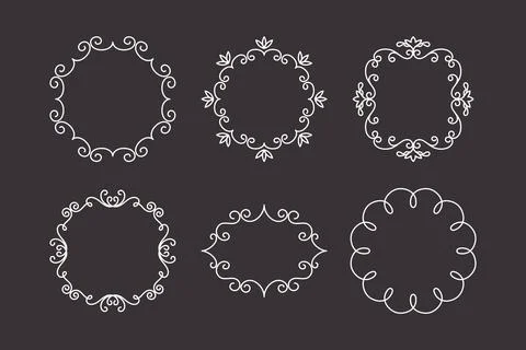 Vector Decorative Linear Frames Set. Vintage Frame Design Elements, Filigree Illustrazione stock