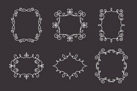 Vector Decorative Linear Frames Set. Vintage Frame Design Elements, Filigree Stockillustratie
