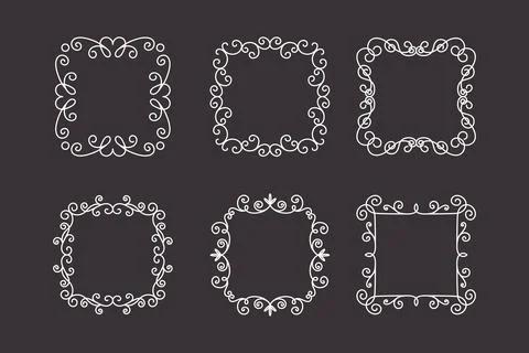 Vector Decorative Linear Frames Set. Vintage Frame Design Elements, Filigree Stockillustratie