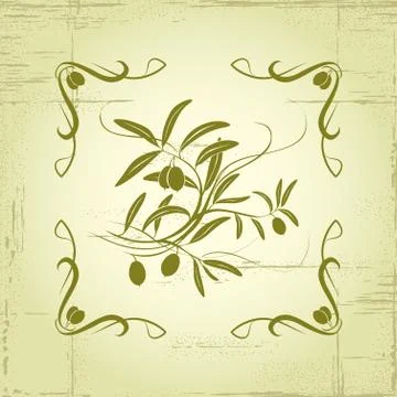 Vector decorative olive branch. Stock Illustration