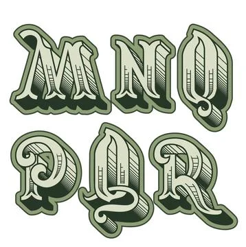 Vector decorative original alphabet letters english font Stock Illustration
