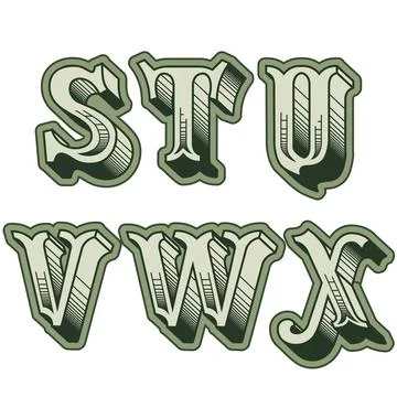 Vector decorative original alphabet letters english font Stock Illustration
