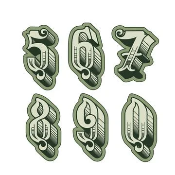 Vector decorative original alphabet numbers font Stock Illustration