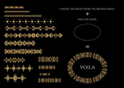 Vector decorative pattern  brushes. Dividers, borders, ornaments Stockillustratie