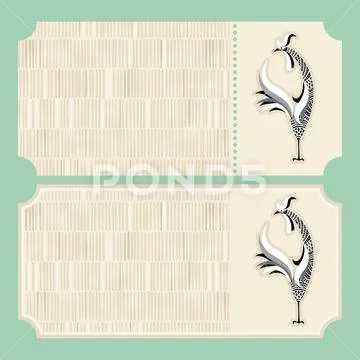 Vector decorative rooster with hand drawn ornamental body Stock Illustration