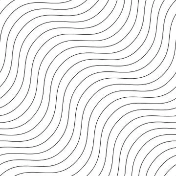Vector decorative seamless outline pattern. Striped endless wave texture. White Stock Illustration