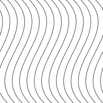 Vector decorative seamless outline pattern. Striped endless wave texture. White Stock Illustration