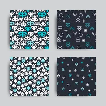 Vector decorative seamless patterns set Stock-Illustration