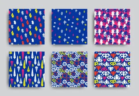 Vector decorative seamless patterns set Illustrazione stock