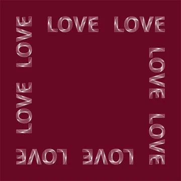 Vector decorative square frame of white lettering love on a red background. Stock-Illustration