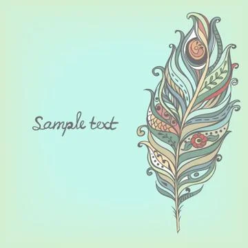 Vector decorative vintage feather Stock Illustration
