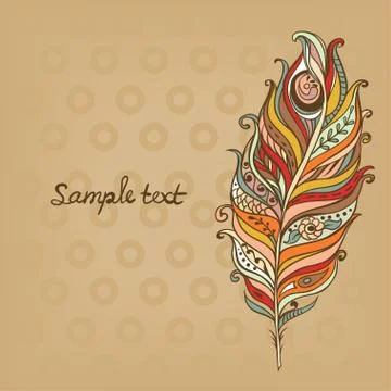 Vector decorative vintage feather 스톡 일러스트