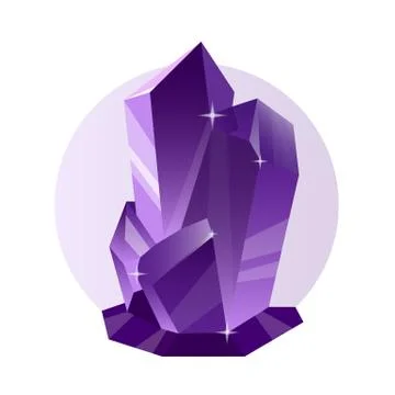 Vector decorative violet crystal and mineral isolated on white. Stock Illustration