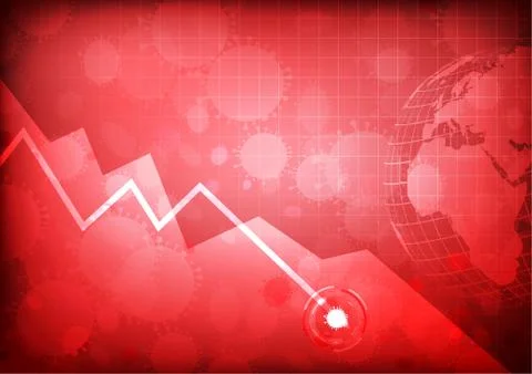 Vector : Decrease business graphs with virus and world Stock Illustration