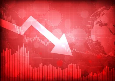Vector : Decrease business graphs with virus and world Stock Illustration