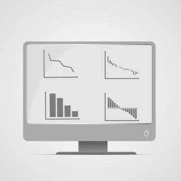 Vector : Decreasing business graph on computer monitor Stock Illustration