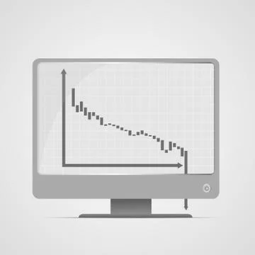Vector : Decreasing business graph on computer monitor Stock Illustration
