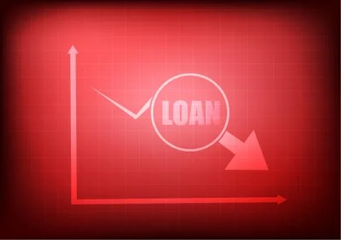Vector : Decreasing business graph with loian on red background Stock Illustration