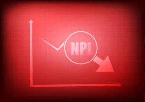 Vector : Decreasing business graph with npl on red background Stock Illustration
