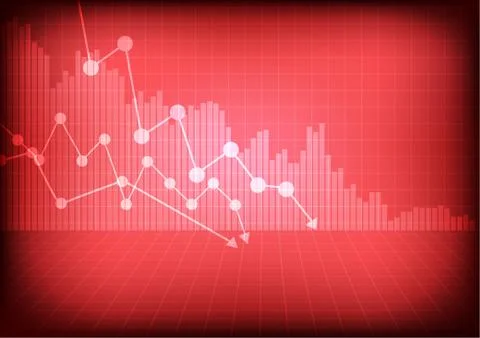 Vector : Decreasing business graph on red background Stock-Illustration