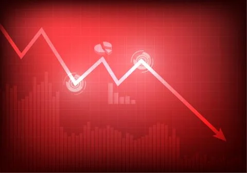 Vector : Decreasing business graph on red background Stock Illustration