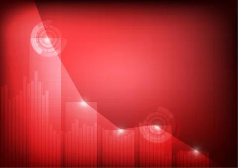 Vector : Decreasing business graph on red background Stock Illustration