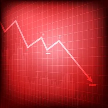 Vector : Decreasing business graph on red background Stock-Illustration